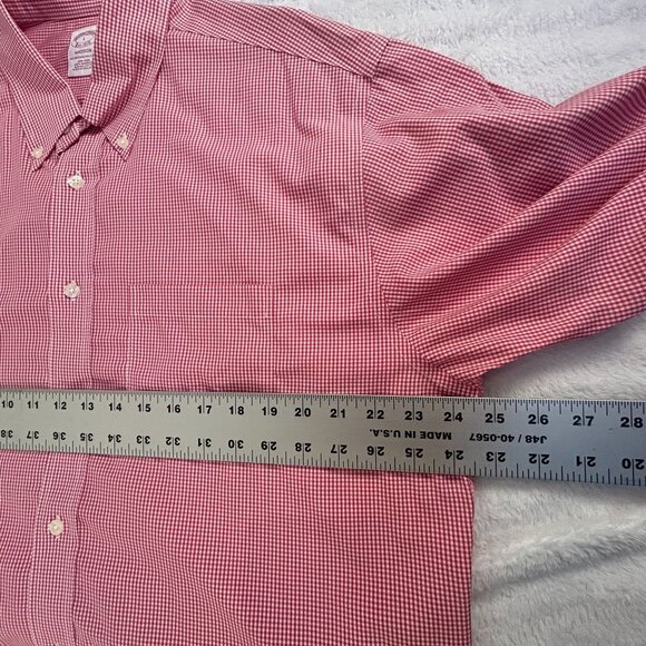 Brooks Brothers Madison Gingham Non-Iron Supima Cotton Button-Down Shirt Large - Picture 6 of 7